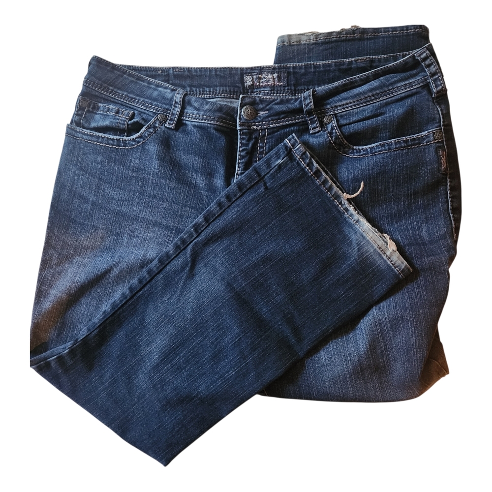 Silver Suki Jeans Dark Blue Flare Leg Womens SZ 20 L30 Distressed Hem